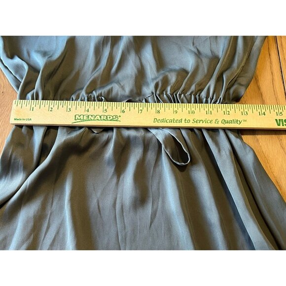 HM Dress Women’s Size Small Sage Green Short V Neck Elastic Waist Silky Feel - Picture 12 of 16